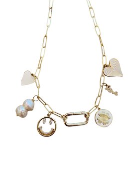 Ketting metaal schakel en slot  bedels wit FJ7511-2 - Fushi Ketting metaal schakel en slot  bedels wit FJ7511-2 - Fushi