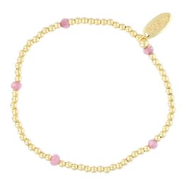 Armband 3mm facet donut light pink jade FJ7221 goud - Fushi Armband 3mm facet donut light pink jade FJ7221 goud - Fushi