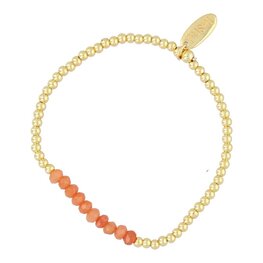 Armband  halfedelsteen dyed jade oranje FJ6950 goud - Fushi Armband  halfedelsteen dyed jade oranje FJ6950 goud - Fushi