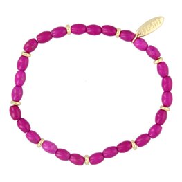 Armband dyed wood ovaal paars met schijfjes FJ6944 goud - Fushi Armband dyed wood ovaal paars met schijfjes FJ6944 goud - Fushi