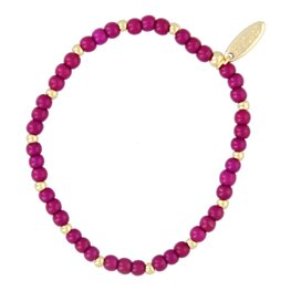 Armband 4mm dyed wood paars met balletjes FJ6931 goud - Fushi Armband 4mm dyed wood paars met balletjes FJ6931 goud - Fushi