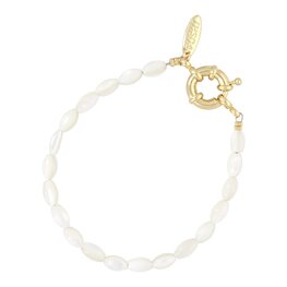 Armband koraal wit ovaal met boeislot FJ6922 goud - Fushi Armband koraal wit ovaal met boeislot FJ6922 goud - Fushi