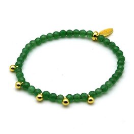 Armband halfedelsteen Agaat gucci groen met balletjes FJ6621 goud - Fushi Armband halfedelsteen Agaat gucci groen met balletjes FJ6621 goud - Fushi
