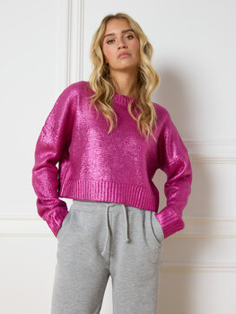 Trui/sweater cropped metallic May fuchsia - Refined Department