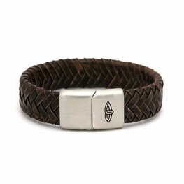 Leren armband mannen Glory bruin 15MM zilver - Karma Him Leren armband mannen Glory bruin 15MM zilver - Karma Him