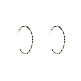 Oorbellen Fine beads hoop black - goud Oorbellen Fine beads hoop black - goud