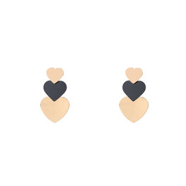 Oorbellen E4061-7 3 hearts black - goud Oorbellen E4061-7 3 hearts black - goud