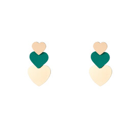 Oorbellen E4061-8 3 hearts green - goud Oorbellen E4061-8 3 hearts green - goud