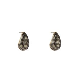 Oorbellen E4706-3 Strassed Haily Drop 25 mm black goud - Day&Eve Oorbellen E4706-3 Strassed Haily Drop 25 mm black goud - Day&Eve