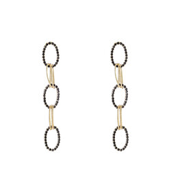 Oorbellen E4615-3 shiny link drop goud zwart - Day&Eve Oorbellen E4615-3 shiny link drop goud zwart - Day&Eve