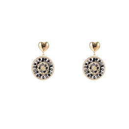 Oorbellen E4551-1 heart beaded round  black - Day&Eve Oorbellen E4551-1 heart beaded round  black - Day&Eve