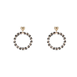 Oorbellen E4561-1 square beads hearts black - Day&Eve Oorbellen E4561-1 square beads hearts black - Day&Eve