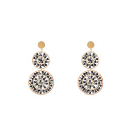 Oorbellen E4554-1 double beaded dangle black - Day&Eve Oorbellen E4554-1 double beaded dangle black - Day&Eve