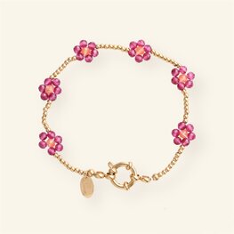 Armband MH23 pink flower - MableHappiness