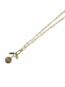 Ketting metaal schakel met clip en bedels grijs FJ7136-5 - Fushi Ketting metaal schakel met clip en bedels grijs FJ7136-5 - Fushi