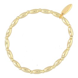 Armband 3mm kraal en ovaal FJ6063 goud - Fushi
