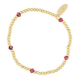 Armband 3mm facet donut red ruby jade FJ7223 goud - Fushi
