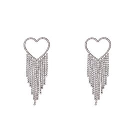 Oorbellen E4881-1 big strass heart earring zilver - Day&Eve Oorbellen E4881-1 big strass heart earring zilver - Day&Eve