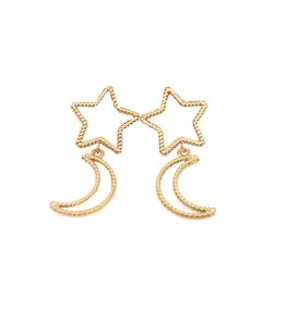 Oorbellen E4951-2 Moon & star earring goud - Day&Eve Oorbellen E4951-2 Moon & star earring goud - Day&Eve