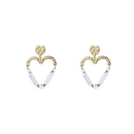Oorbellen E4232-2 big pearl heart goud- Day&Eve Oorbellen E4232-2 big pearl heart goud- Day&Eve