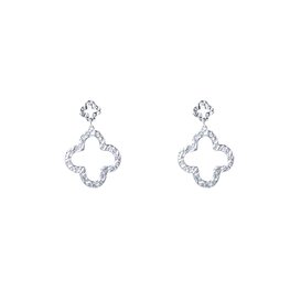 Oorbellen E4228-1 double clover dangle zilver- Day&Eve Oorbellen E4228-1 double clover dangle zilver- Day&Eve