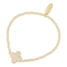 Armband 3mm met glitter klaver FJ8078 goud - Fushi Armband 3mm met glitter klaver FJ8078 goud - Fushi