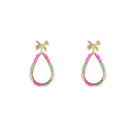 Oorbellen E5091-4 Bow drop dangle goud - Day&Eve Oorbellen E5091-4 Bow drop dangle goud - Day&Eve