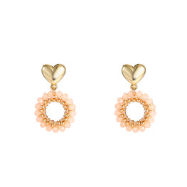 Oorbellen E5085-2 Cute heart dangle light coral goud - Day&Eve Oorbellen E5085-2 Cute heart dangle light coral goud - Day&Eve