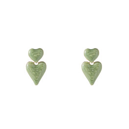 Oorbellen E5056-2 Enamel hearts mint - Day&Eve Oorbellen E5056-2 Enamel hearts mint - Day&Eve