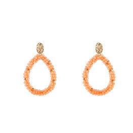 Oorbellen E4694-05 oval light coral goud - Day&Eve Oorbellen E4694-05 oval light coral goud - Day&Eve