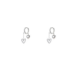 Oorbellen E5409-1 Double heart hoop zilver - Day&Eve Oorbellen E5409-1 Double heart hoop zilver - Day&Eve