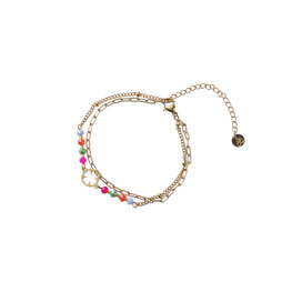 Armband B5270-2 open clover rainbow goud - Day&Eve Armband B5270-2 open clover rainbow goud - Day&Eve
