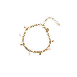 Armband B5362-3 beads + balls pearl goud - Day&Eve Armband B5362-3 beads + balls pearl goud - Day&Eve