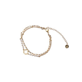 Armband B5270-1 open clover pearls goud - Day&Eve Armband B5270-1 open clover pearls goud - Day&Eve