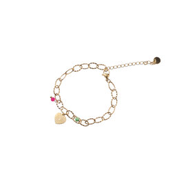 Armband B5272-2 heart + beads rainbow goud - Day&Eve Armband B5272-2 heart + beads rainbow goud - Day&Eve