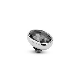 Steentje twisted  Misty  stone Transparant Black 9,5 mm zilver TME3 - Melano Steentje twisted  Misty  stone Transparant Black 9,5 mm zilver TME3 - Melano