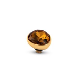 Steentje twisted Raindrop stone Smoked Amber 9,5 mm goud TME4 - Melano Steentje twisted Raindrop stone Smoked Amber 9,5 mm goud TME4 - Melano
