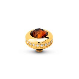 Steentje twisted Bright side stone Smoked Amber 10 mm goud TME6 - Melano Steentje twisted Bright side stone Smoked Amber 10 mm goud TME6 - Melano