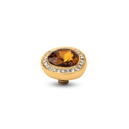 Steentje twisted Droplet stone Smoked Amber 12,5 mm goud TME7 - Melano Steentje twisted Droplet stone Smoked Amber 12,5 mm goud TME7 - Melano