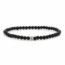 Armband Onyx Silver Logo Bead 4MM/19cm - Karma Him Armband Onyx Silver Logo Bead 4MM/19cm - Karma Him