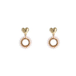 Oorbellen E5085-1 Cute heart dangle white goud - Day&Eve Oorbellen E5085-1 Cute heart dangle white goud - Day&Eve