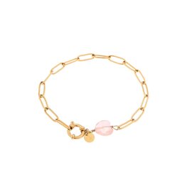 Armband LK023 Hold on pink heart goud - Label Kiki Armband LK023 Hold on pink heart goud - Label Kiki