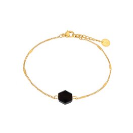 Armband LK037 Hexagon black goud - Label Kiki Armband LK037 Hexagon black goud - Label Kiki