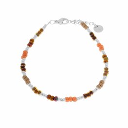 Armband LK042 Taupe rainbow zilver - Label Kiki Armband LK042 Taupe rainbow zilver - Label Kiki