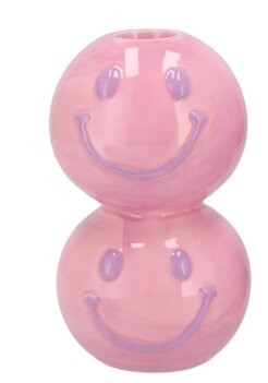Kandelaar Smiley dubbel lichtroze