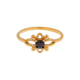 Ring LK107 Black flower goud - Label Kiki