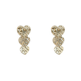 Oorbellen E5248-2 3 hammered hearts goud - Day&Eve Oorbellen E5248-2 3 hammered hearts goud - Day&Eve