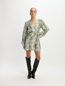 Jurk Liselle zebra groen zwart/wit - Refined Department