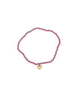 Armband Little heart fuchsia goud - Rose & Camellia Armband Little heart fuchsia goud - Rose & Camellia