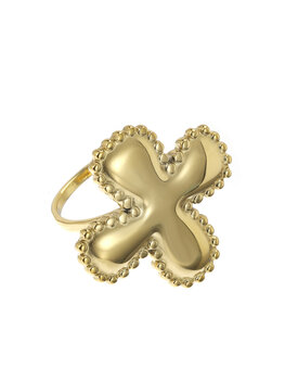 Ring cute cross goud - Rose & Camellia